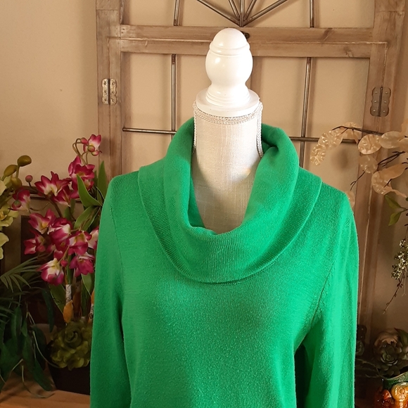 Lauren Ralph Lauren Drapey Cowl Button Cuff Side Slit Wool Blend Jumper Size XL - Picture 6 of 9